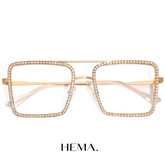 Óculos Diva Strass Dourado - HEMA - Aviador