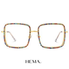 Óculos Diva Strass Dourado - HEMA - Aviador